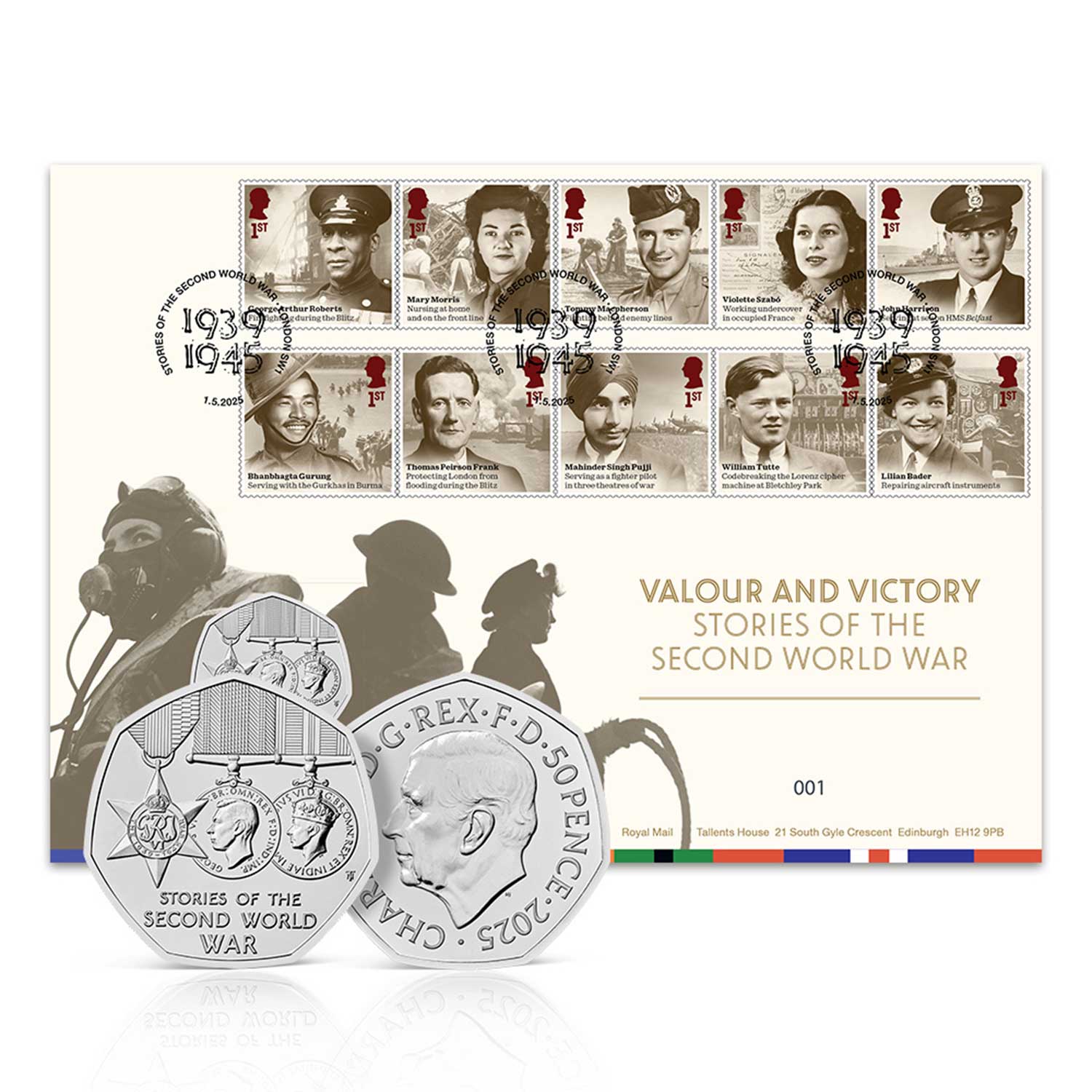 Stories of the Second World War 2025 UK 50p Brilliant Uncirculated Coin Cover