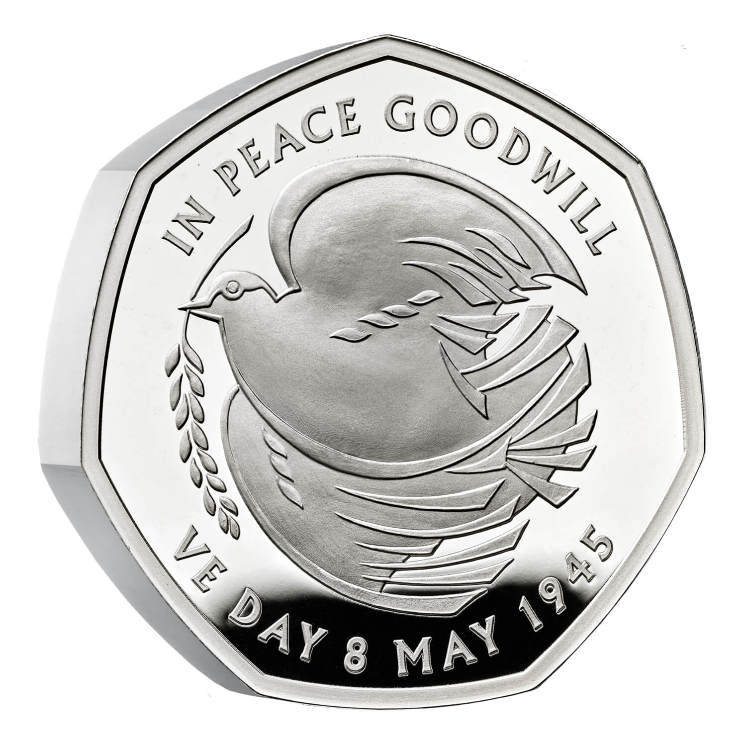The 80th Anniversary of VE Day 2025 UK 50p Silver Proof Piedfort Coin