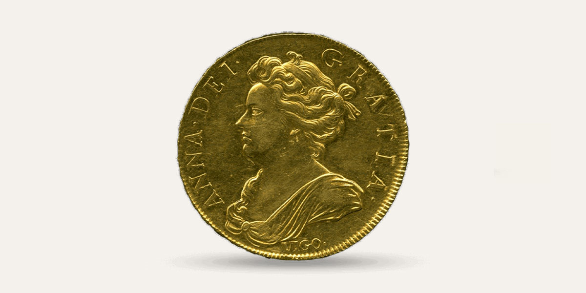 Queen Anne Vigo Five-Guinea Piece Queen Anne Vigo Five-Guinea Piece